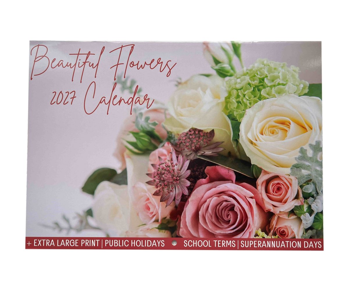 2027 Calendar A4 Beautiful Flowers 30.5x21.5cm