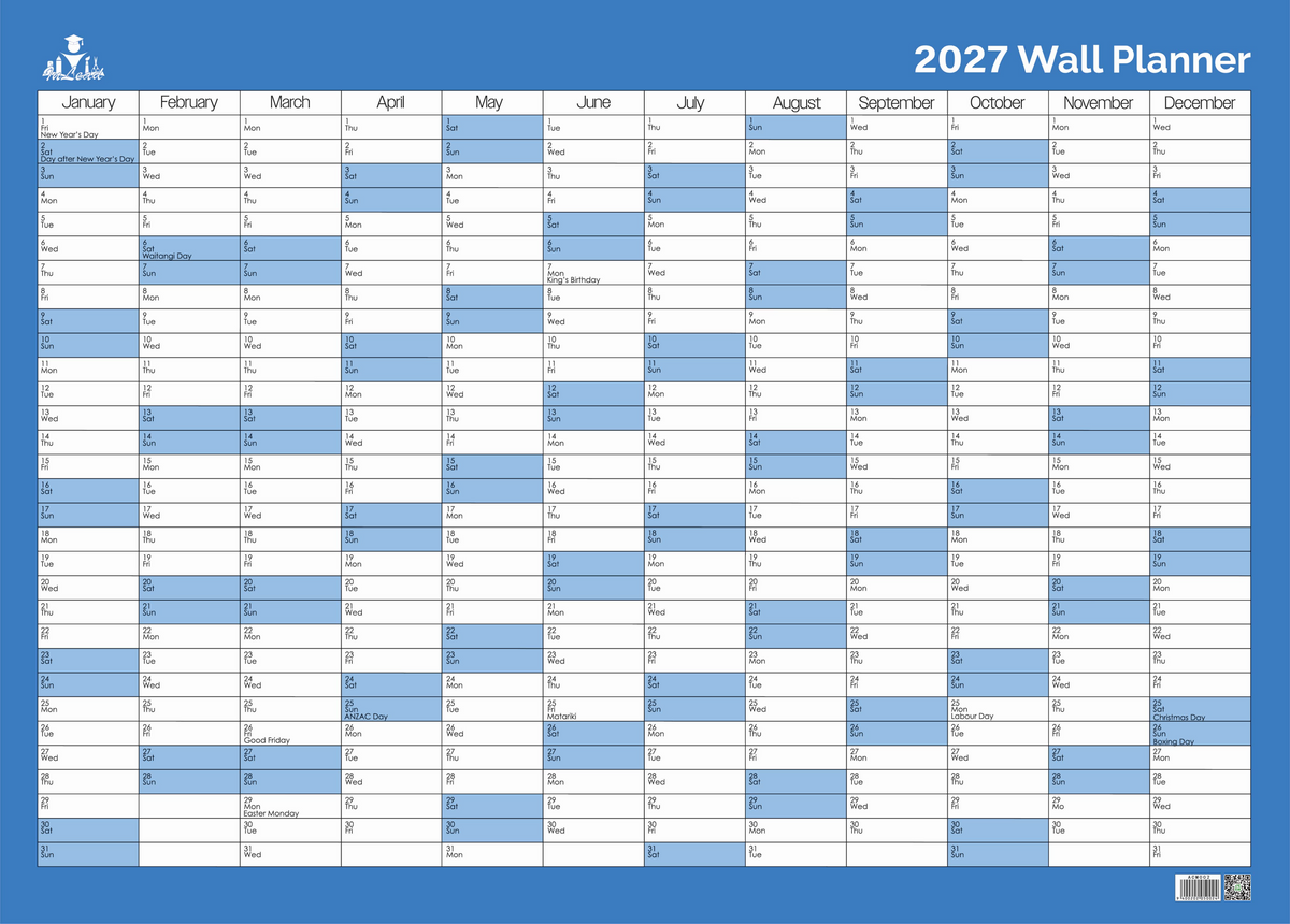 2027 Calendar Wall Planner 500X700mm