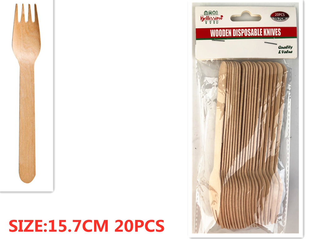 Wooden Disposable Forks (15.7cm, 20pcs)