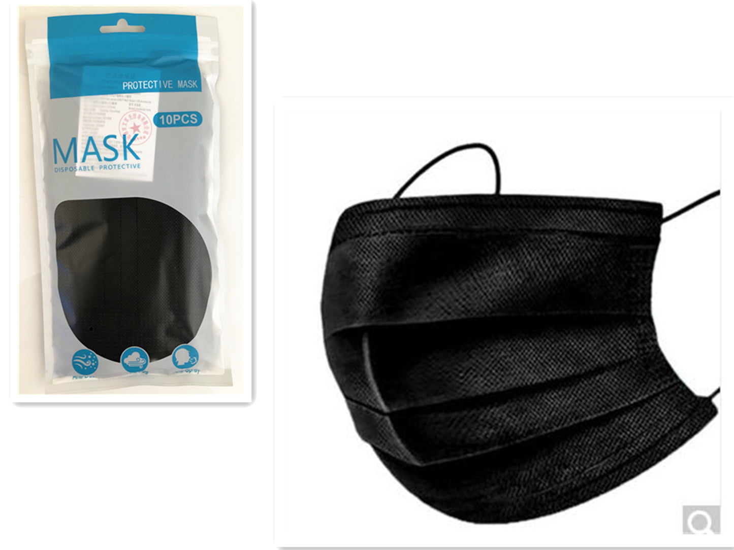 Disposable Face Masks (Black)-pack of 10