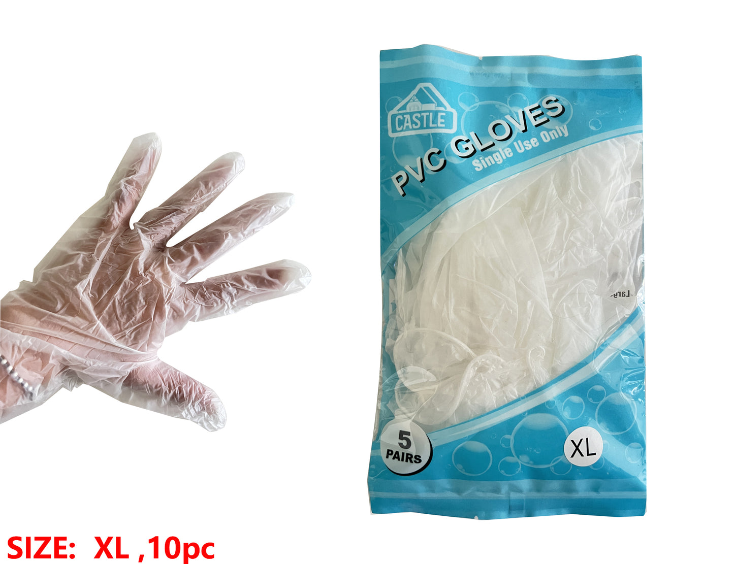 PVC Gloves S–XL Size-pack of 10