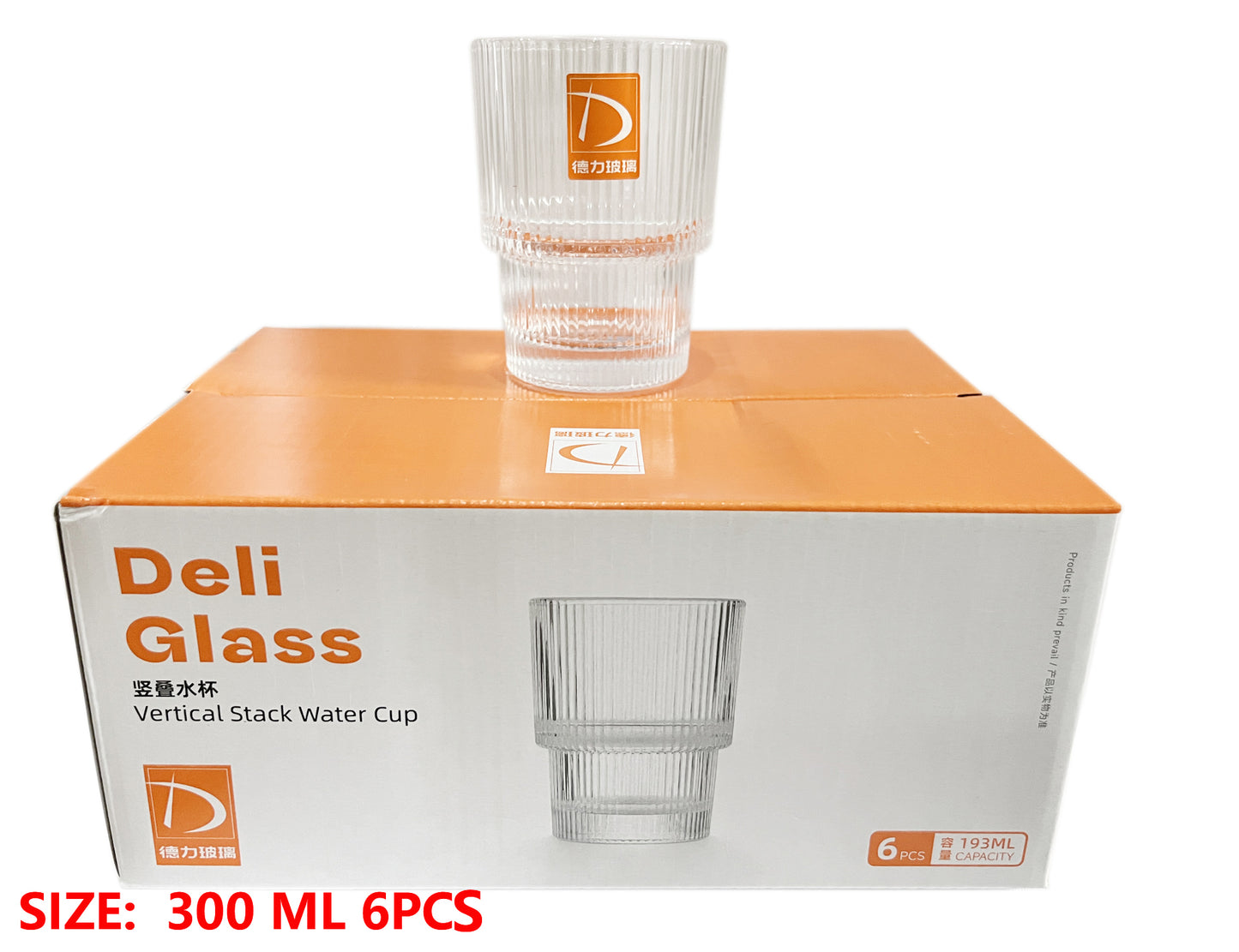 Glass Linear Tumbler (193ml, 6pcs)