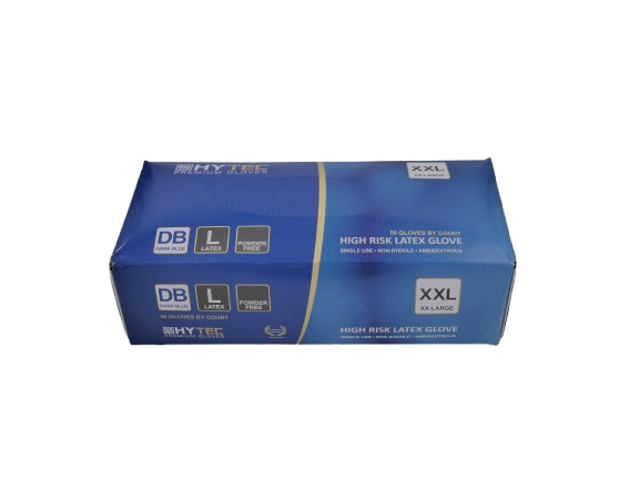 Hytec Premium Dark Blue Hi Risk Latex Gloves, Powder Free