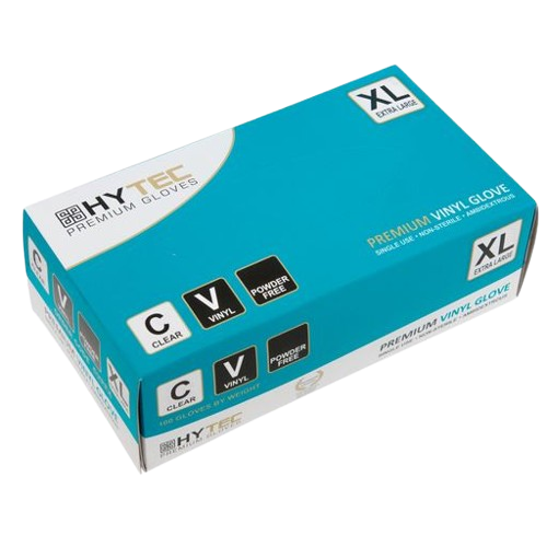 Hytec Premium Clear Vinyl Gloves, Powder Free