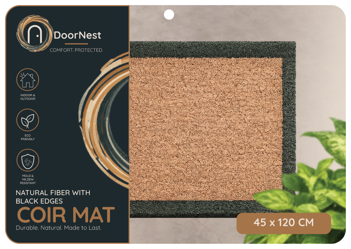 Doornest Natural Fiber Coir 45x120cm (Black Edge)