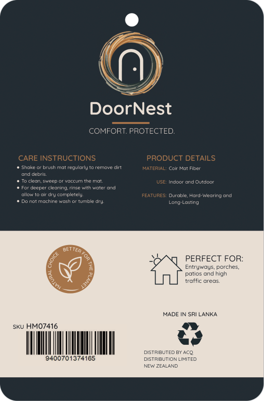 Doornest Natural Fiber Coir Mat 50x80cm (Black Edge)