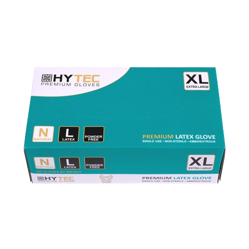 Hytec Premium Natural Latex Gloves, Powder Free