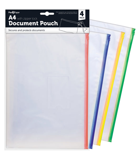 Document Pouch with Zip Lock 4 Pack