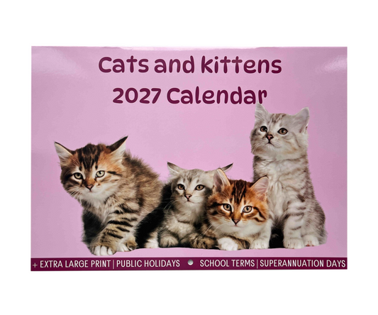 2027 Calendar A4 Cats And Kittens 30.5x21.5cm
