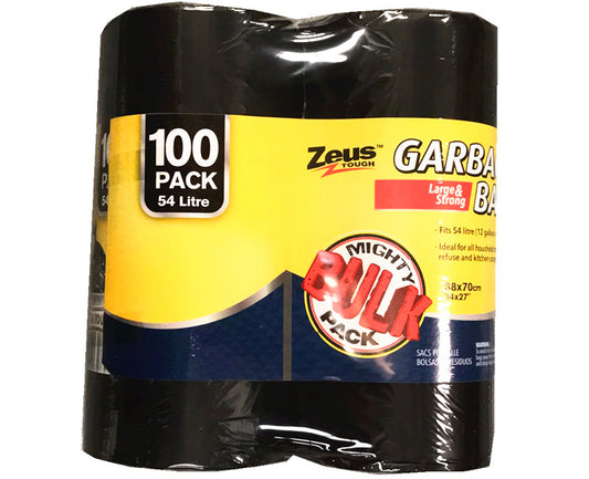 Heavy Duty Black Garbage Bags (88×70cm, 100pk)