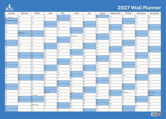 2027 Calendar Wall Planner 500X700mm