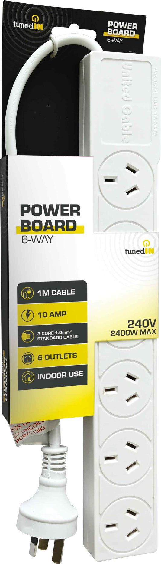 Power Board (6-Way, 1m Cable, SAA Approved)