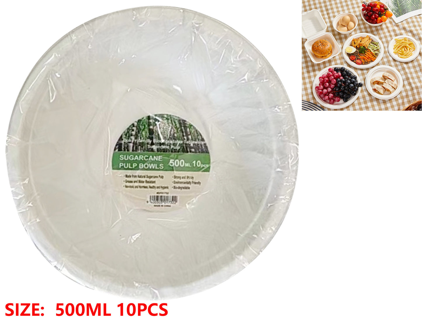 Sugarcane Pulp Bowls 500ml-pack of 10