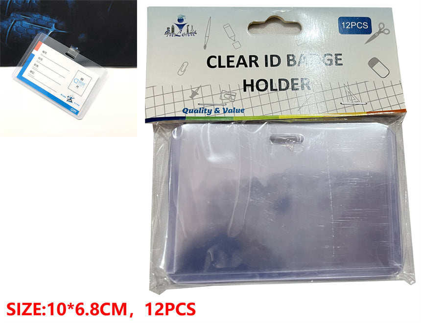 Clear ID Badge Holders (10×6.8cm, 12pcs)