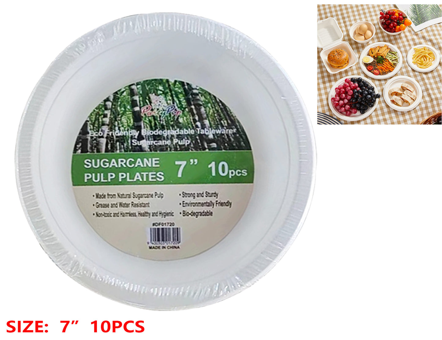Sugarcane Pulp Plates 7"-pack of 10