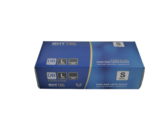 Hytec Premium Dark Blue Hi Risk Latex Gloves, Powder Free
