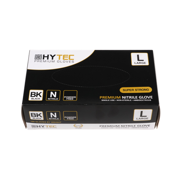 Hytec Premium Black Nitrile Gloves, Powder Free