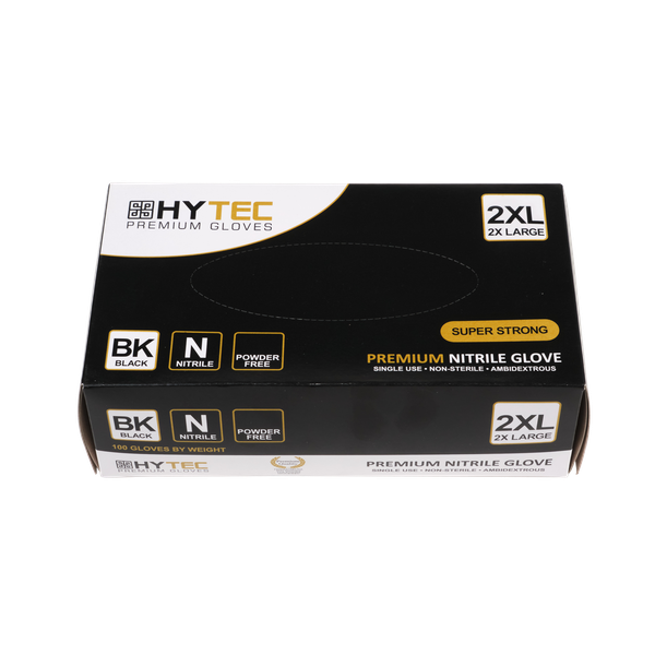 Hytec Premium Black Nitrile Gloves, Powder Free
