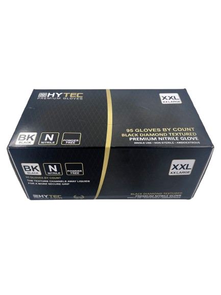 Hytec Premium Black Textured Nitrile Gloves, Powder Free
