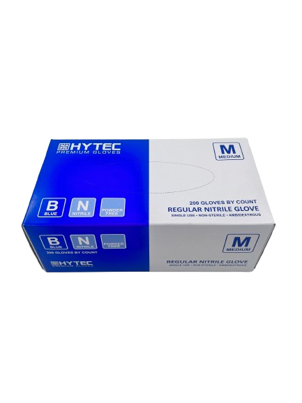 Hytec Premium Blue Regular Nitrile Gloves, Powder Free