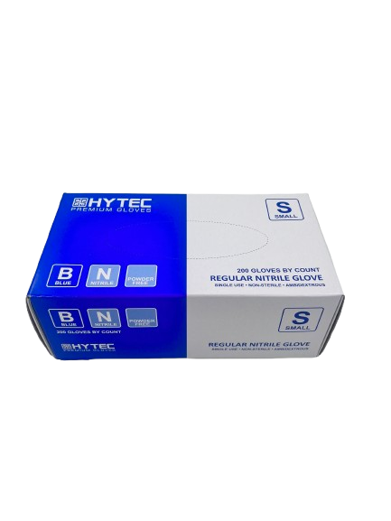 Hytec Premium Blue Regular Nitrile Gloves, Powder Free