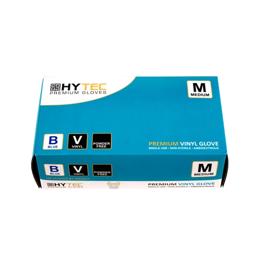 Hytec Premium Blue Vinyl Gloves, Powder Free