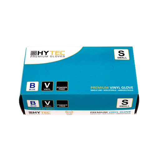 Hytec Premium Blue Vinyl Gloves, Powder Free