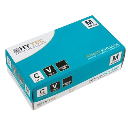 Hytec Premium Clear Vinyl Gloves, Powder Free