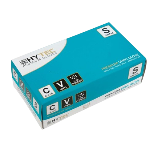 Hytec Premium Clear Vinyl Gloves, Powder Free