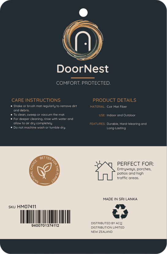 Doornest Natural Fiber Coir Mat 35x60cm