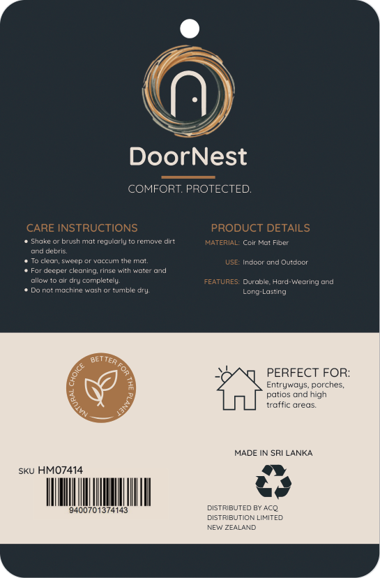 Doornest Natural Fiber Coir Mat 66x106cm