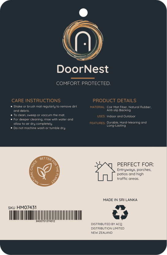Doornest Natural Fiber with Rubber Edges Coir Mat - 45x75cm