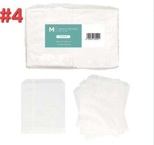 White Greaseproof Paper Bag #4 – 210 × 240mm, Pack of 1000