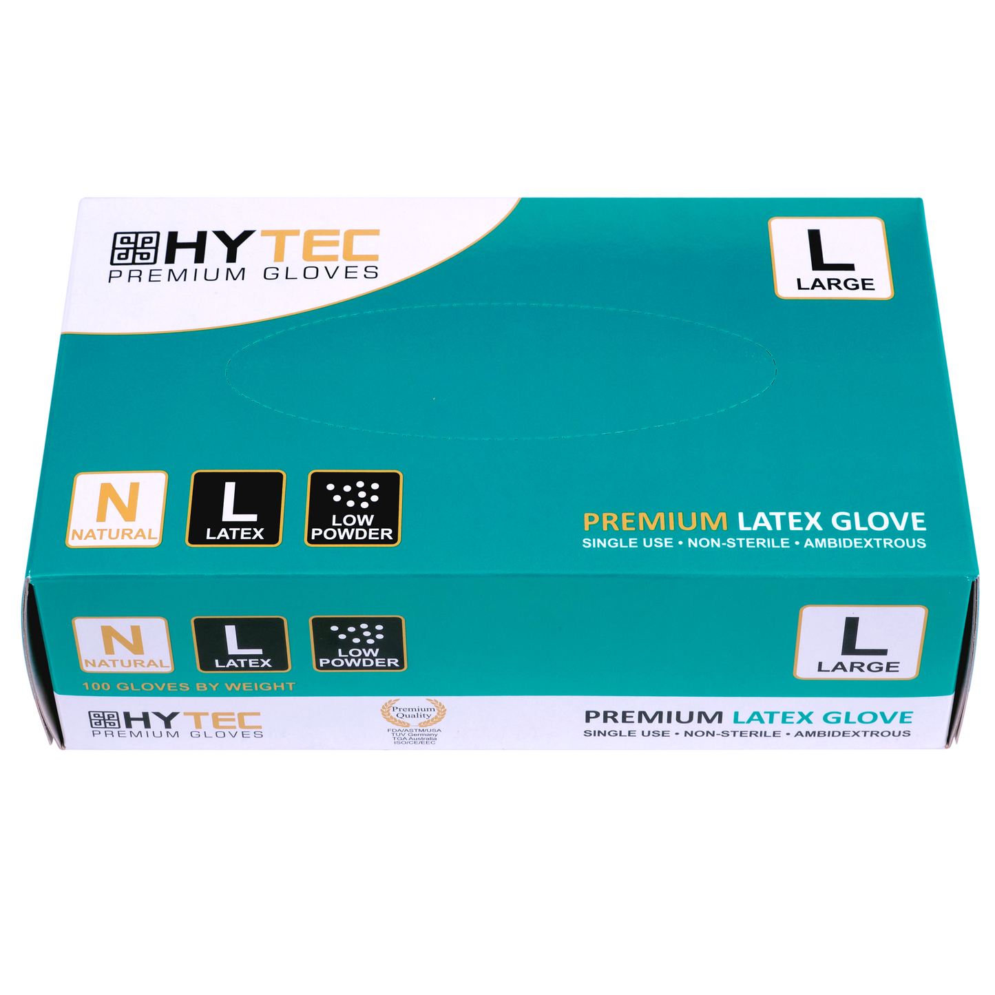 Hytec Premium Natural Latex Gloves, Low Powder