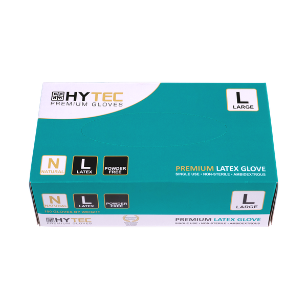 Hytec Premium Natural Latex Gloves, Powder Free