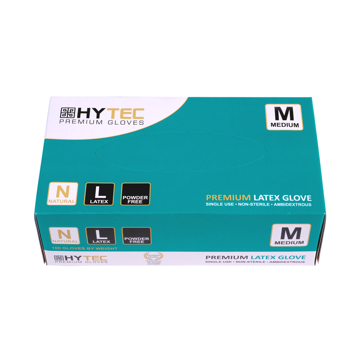 Hytec Premium Natural Latex Gloves, Powder Free