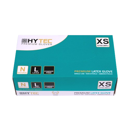 Hytec Premium Natural Latex Gloves, Powder Free